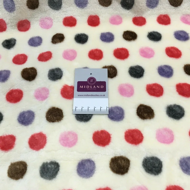 Multi Coloured Cream 30mm Spot Cuddle Fleece - Ideal for Blankets & Throws MR1431