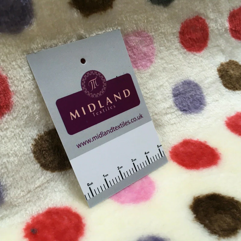 Multi Coloured Cream 30mm Spot Cuddle Fleece - Ideal for Blankets & Throws MR1431
