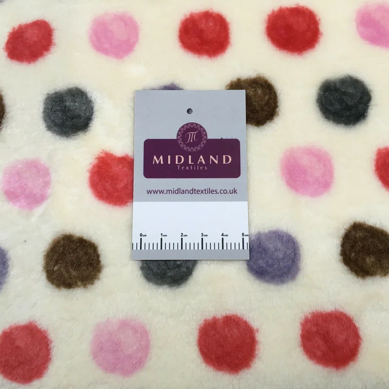 Multi Coloured Cream 30mm Spot Cuddle Fleece - Ideal for Blankets & Throws MR1431