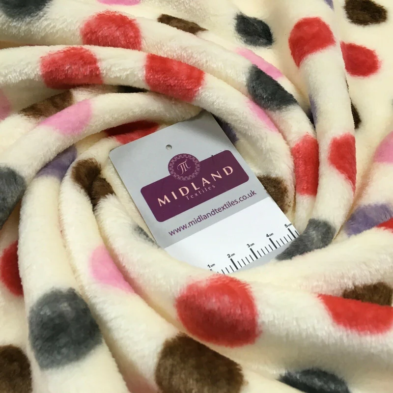 Multi Coloured Cream 30mm Spot Cuddle Fleece - Ideal for Blankets & Throws MR1431
