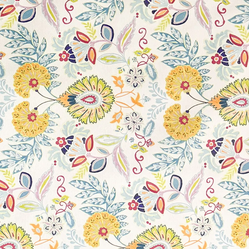 Jacquard Tischdecke aus beschichteter Baumwolle mit Fleckenschutz GORIEL1 gelb blau Blumen und Blüten eckig rund oval