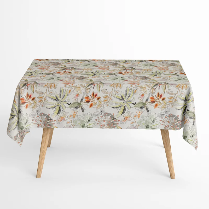 Jacquard Tischdecke aus beschichteter Baumwolle mit Fleckenschutz ZEN herbstliche Blumen und Blüten abstrakt eckig rund oval