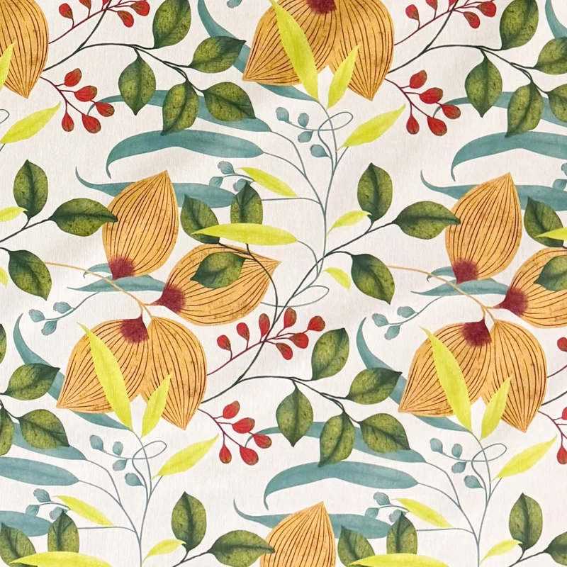 Jacquard Tischdecke aus beschichteter Baumwolle mit Fleckenschutz PULA herbstliche Blätter Autum eckig rund oval