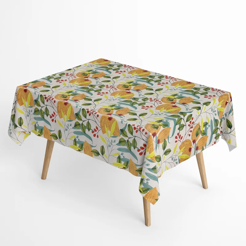 Jacquard Tischdecke aus beschichteter Baumwolle mit Fleckenschutz PULA herbstliche Blätter Autum eckig rund oval