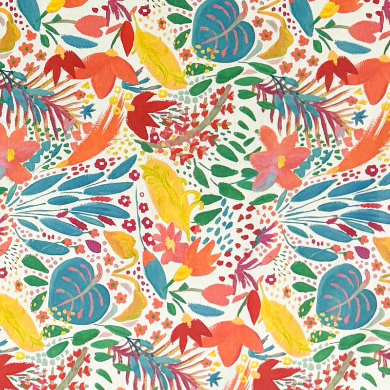Jacquard Tischdecke aus beschichteter Baumwolle mit Fleckenschutz ISOLDE Dschungel bunt abstrakt eckig rund oval