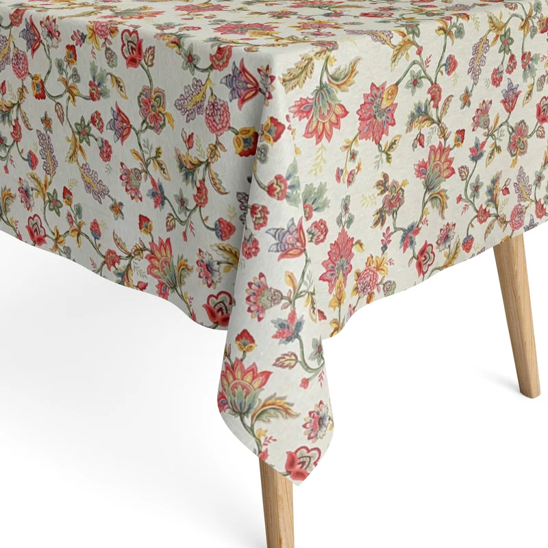 Jacquard Tischdecke aus beschichteter Baumwolle mit Fleckenschutz ANALA Blumen und Blüten eckig rund oval