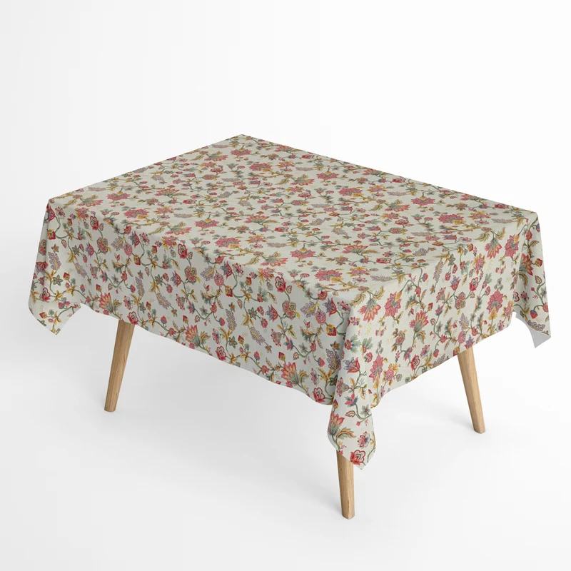 Jacquard Tischdecke aus beschichteter Baumwolle mit Fleckenschutz ANALA Blumen und Blüten eckig rund oval