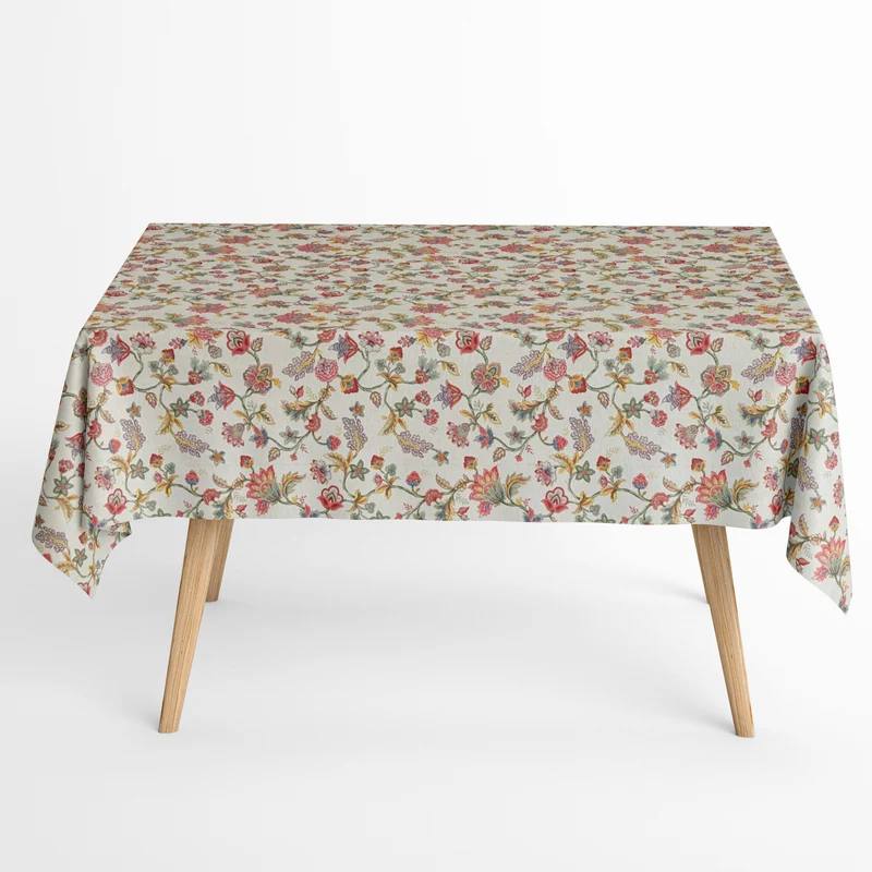 Jacquard Tischdecke aus beschichteter Baumwolle mit Fleckenschutz ANALA Blumen und Blüten eckig rund oval
