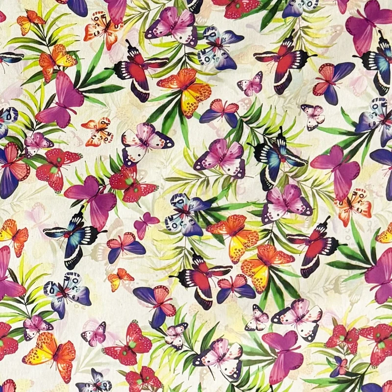 Jacquard Tischdecke aus beschichteter Baumwolle mit Fleckenschutz BUTTERFLY Dschungel Schmetterlinge eckig rund oval