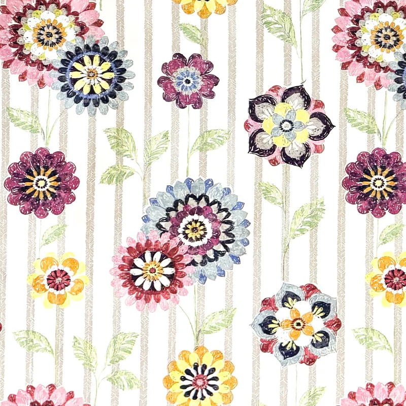 Wachstuch Tischdecke C144072 Blumen und Streifen eckig rund oval