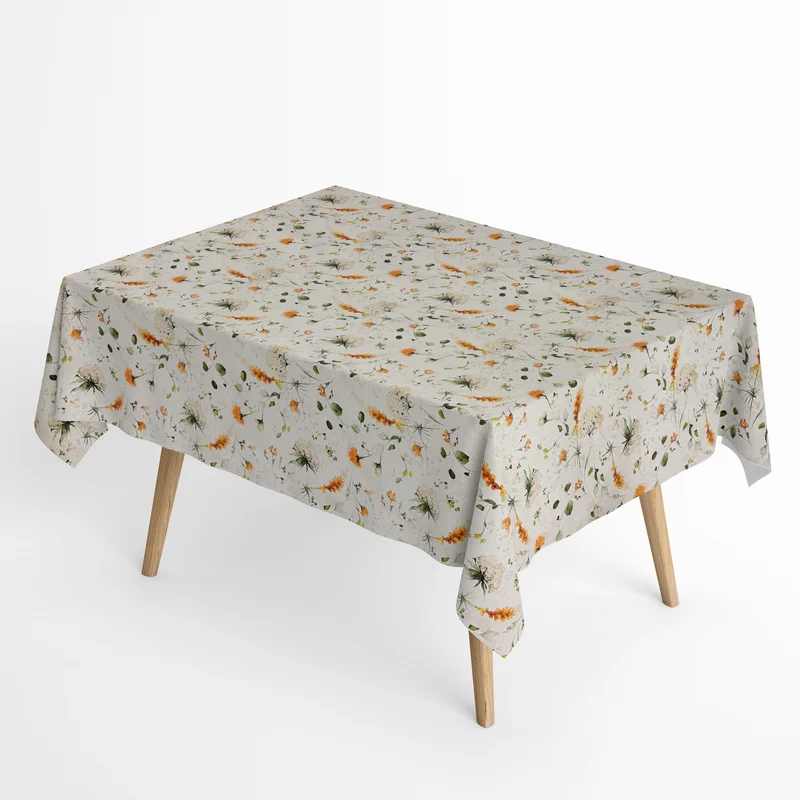 Jacquard Tischdecke aus beschichteter Baumwolle mit Fleckenschutz DESTA Wildblumen aquarell eckig rund oval