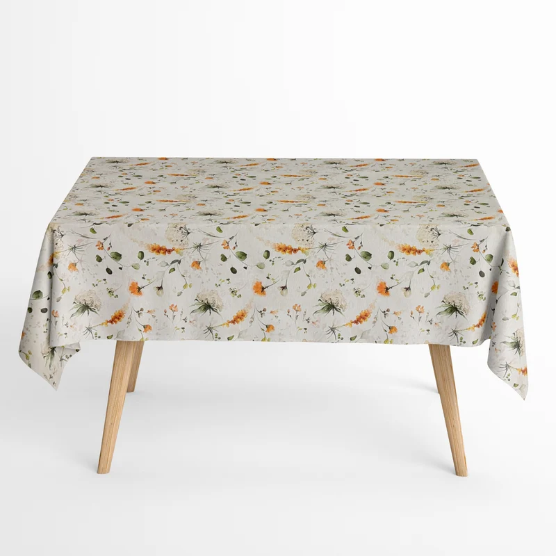 Jacquard Tischdecke aus beschichteter Baumwolle mit Fleckenschutz DESTA Wildblumen aquarell eckig rund oval