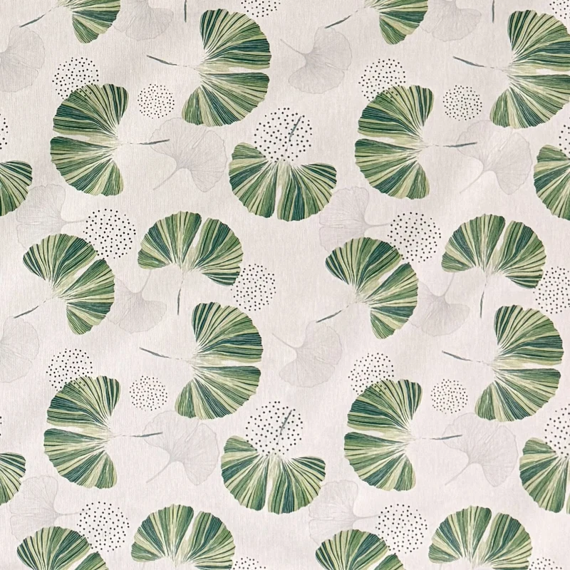 Jacquard Tischdecke aus beschichteter Baumwolle mit Fleckenschutz URI Ginkgo Blätter eckig rund oval