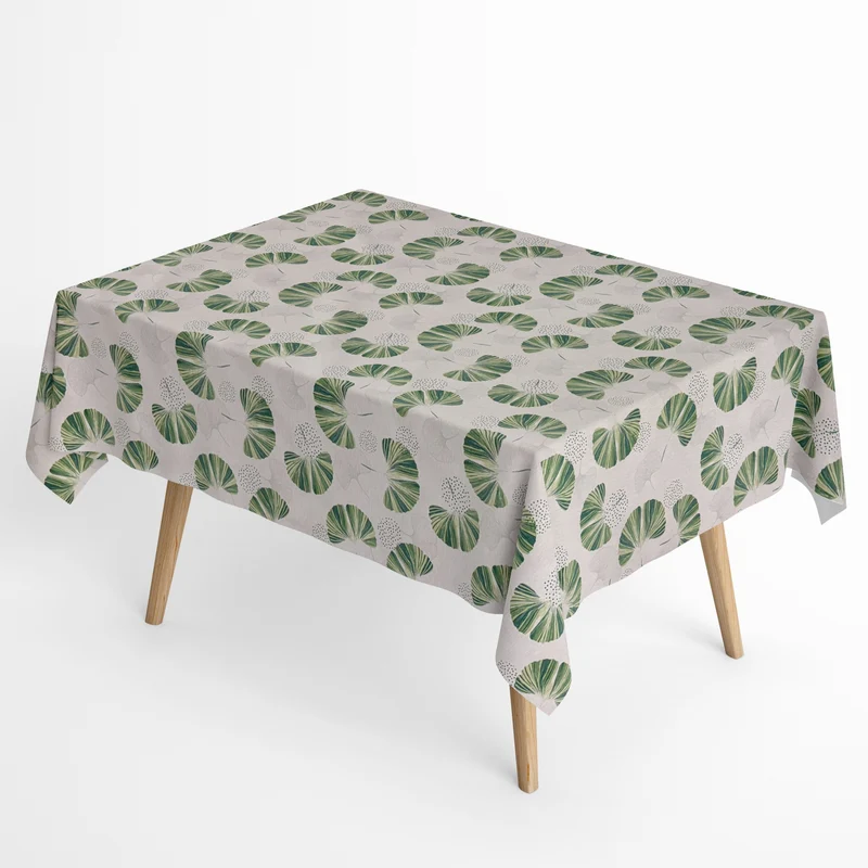 Jacquard Tischdecke aus beschichteter Baumwolle mit Fleckenschutz URI Ginkgo Blätter eckig rund oval