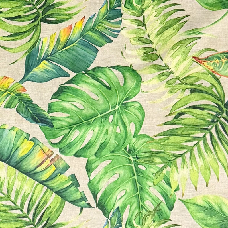 Jacquard Tischdecke aus beschichteter Baumwolle mit Fleckenschutz NYPA Dschungel Monstera Blätter eckig rund oval