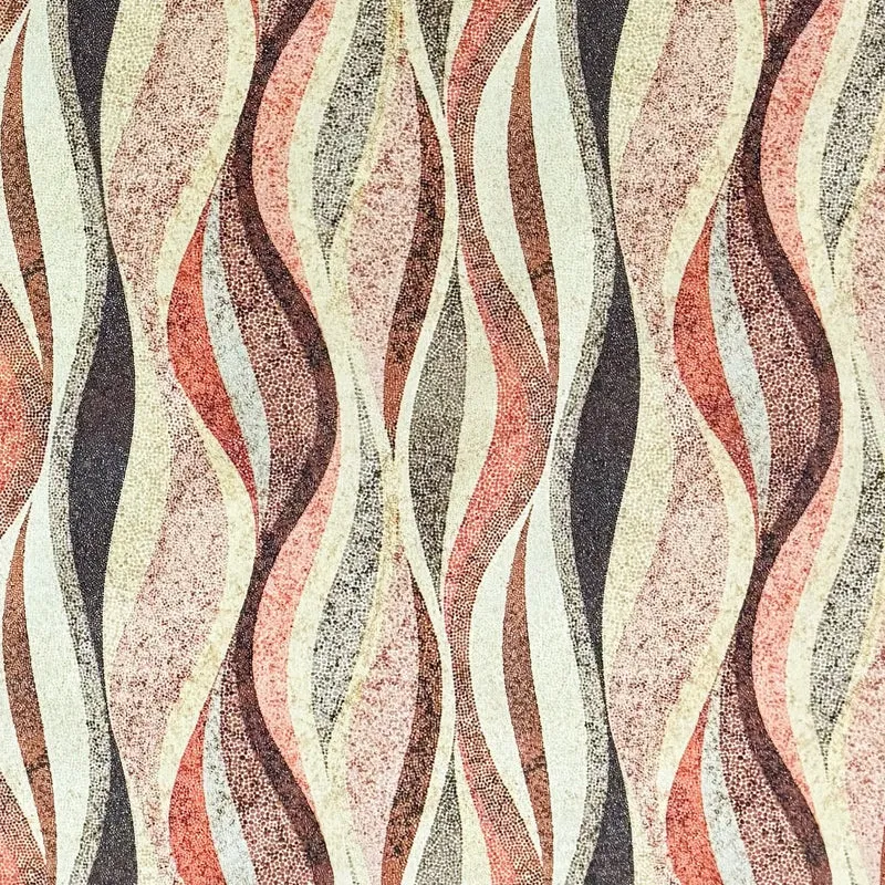 Jacquard Tischdecke aus beschichteter Baumwolle mit Fleckenschutz DELMAR Wellen rot beige eckig rund oval