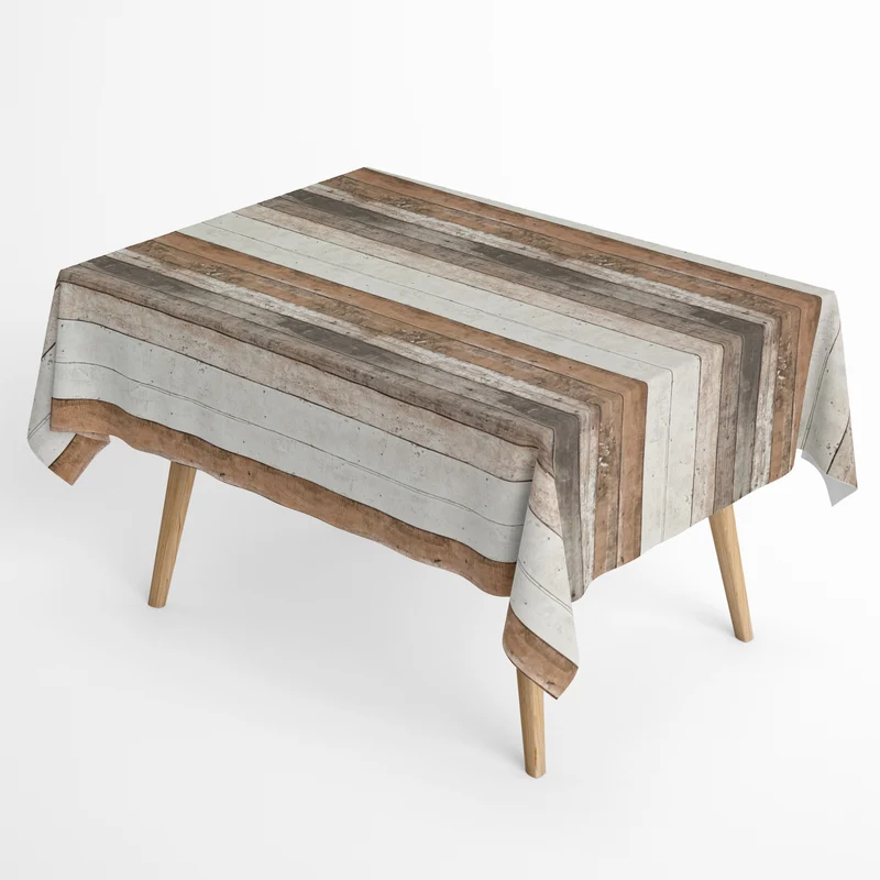 Jacquard Tischdecke aus beschichteter Baumwolle mit Fleckenschutz CIPRES Holz Holzdielen Alm eckig rund oval