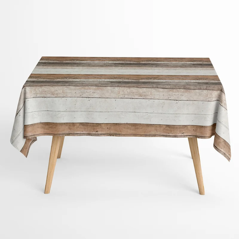 Jacquard Tischdecke aus beschichteter Baumwolle mit Fleckenschutz CIPRES Holz Holzdielen Alm eckig rund oval