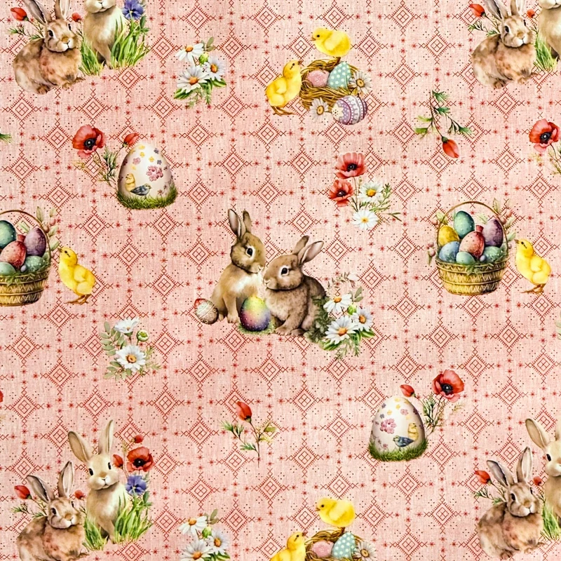 Wachstuch Tischdecke 01747-03 rot Ostern Osterhase Osterei Osterküken eckig rund oval