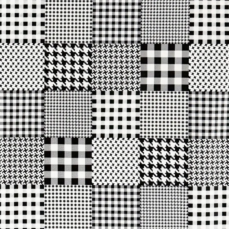 Wachstuch Tischdecke K47E schwarz weiß Hahnentrittmuster kariert Patchwork eckig rund oval