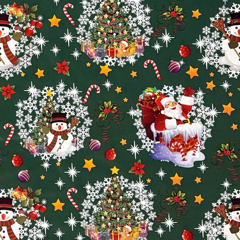 Wachstuch Tischdecke Weihnachten 01188-05 grün Schneemann Weihnachtsmann eckig rund oval