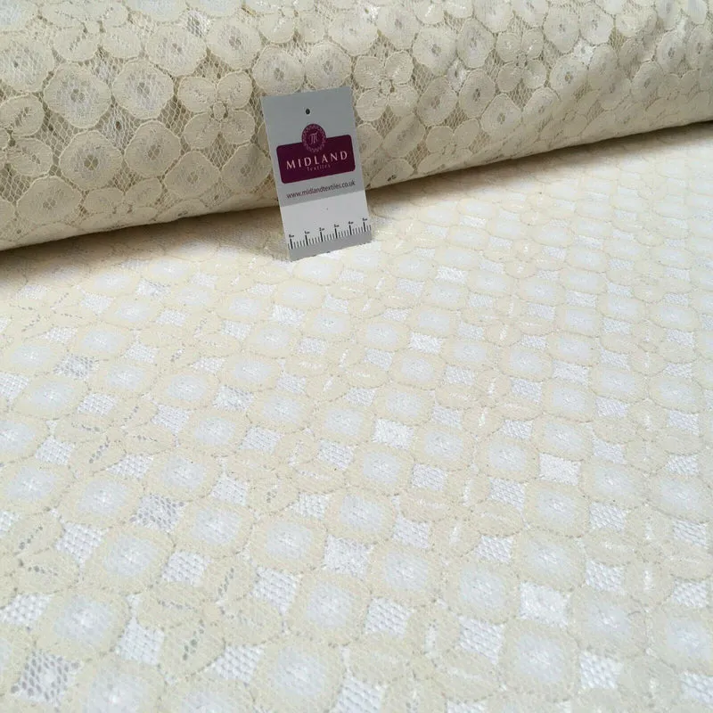 Cream soft floral Net Dress Fabric 150 cm M186-59 Mtex