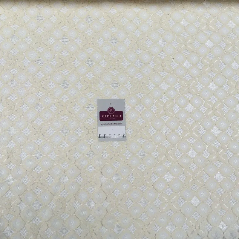 Cream soft floral Net Dress Fabric 150 cm M186-59 Mtex