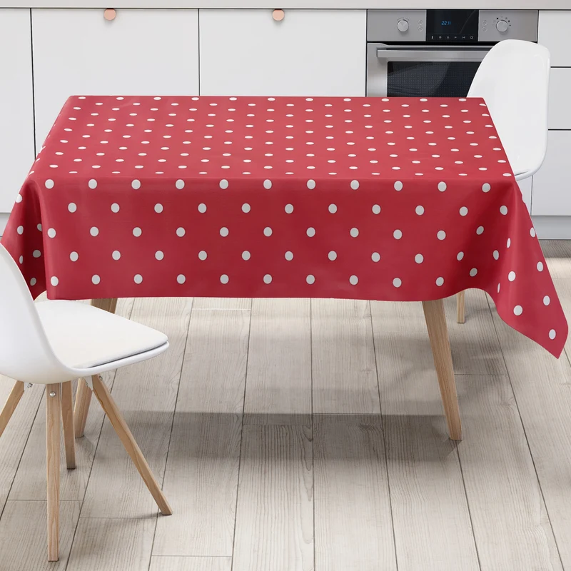 Wachstuch Tischdecke B1586-16 rot Punkte Polka Dots eckig rund oval