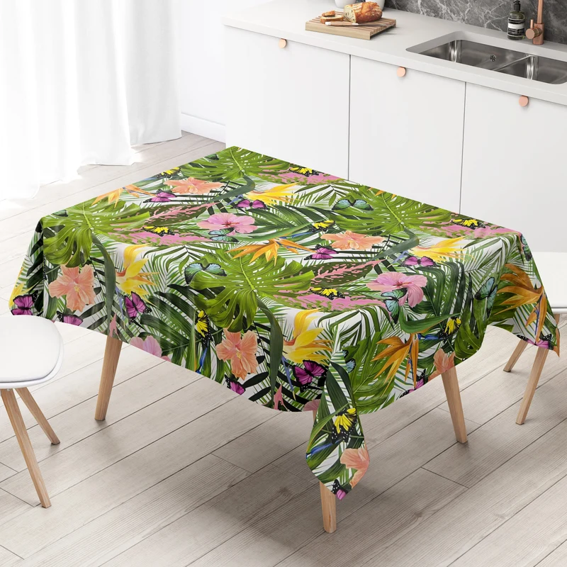 Wachstuch Rolle Meterware Rollenware B5044-01 Dschungel Monstera auf weiß