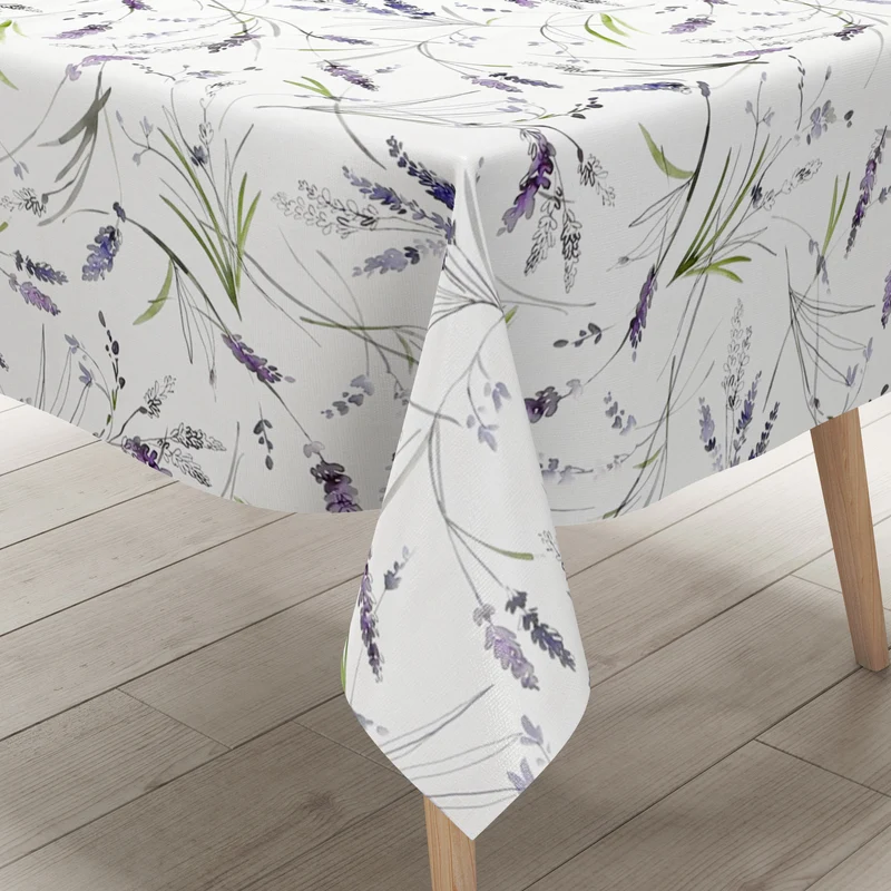 Wachstuch Tischdecke B4047-01 Provence Lavendel auf weiß eckig rund oval