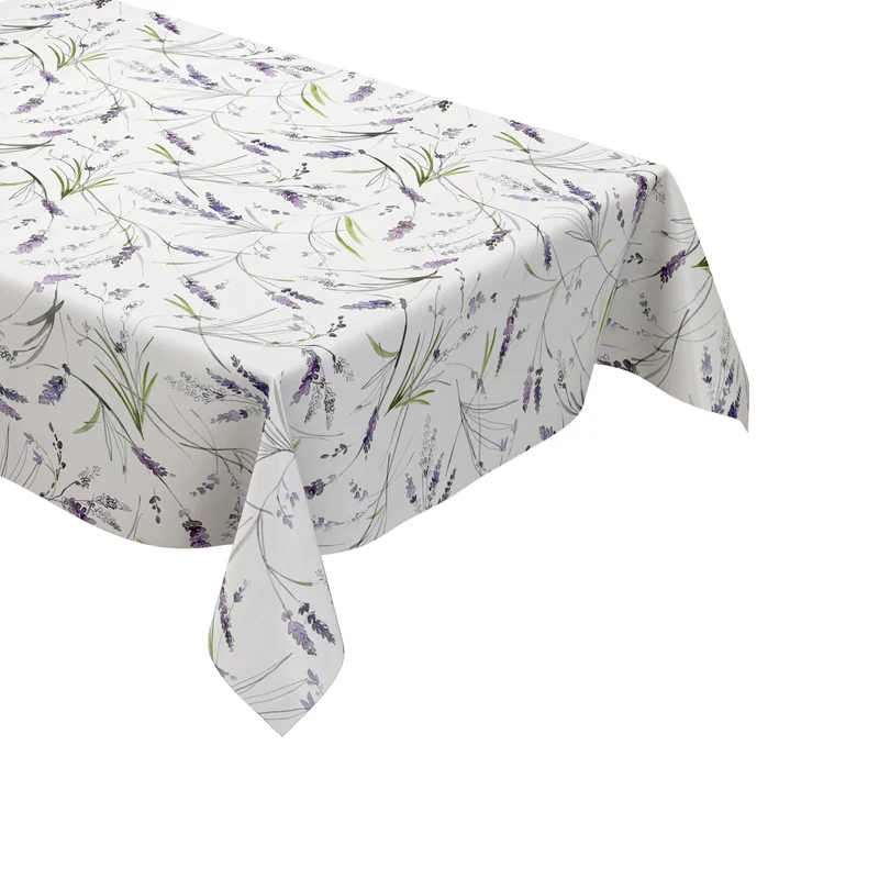 Wachstuch Tischdecke B4047-01 Provence Lavendel auf weiß eckig rund oval
