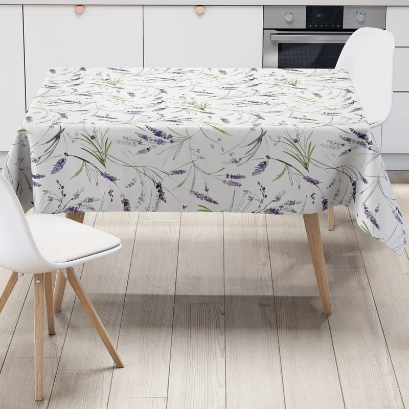 Wachstuch Tischdecke B4047-01 Provence Lavendel auf weiß eckig rund oval