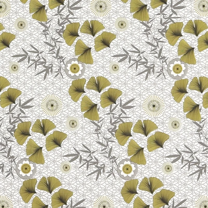 Wachstuch Tischdecke geprägt B6036-01 goldene Ginkgoblätter Blüten eckig rund oval