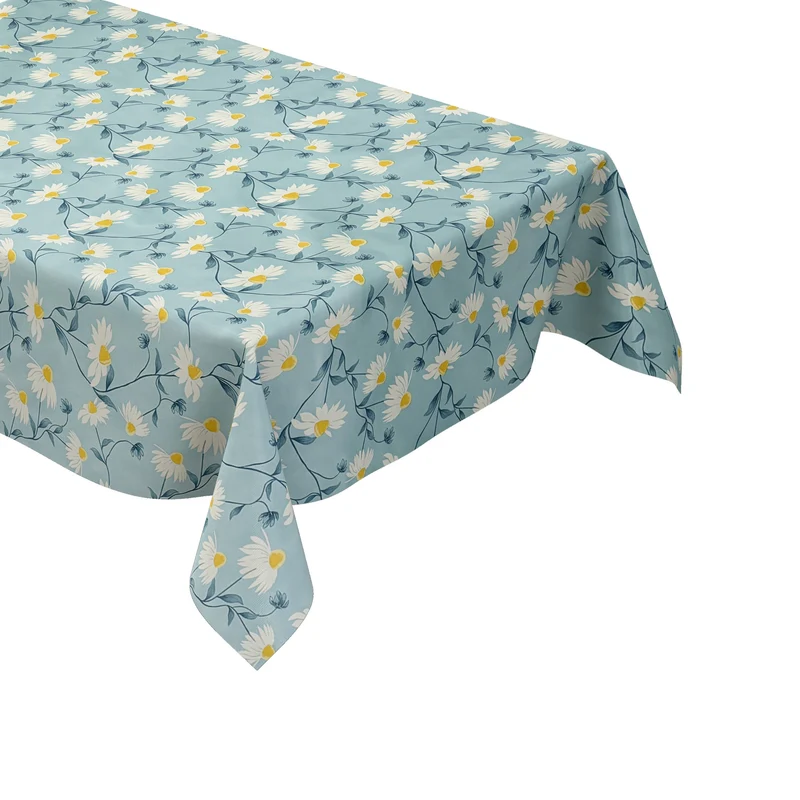 Wachstuch Tischdecke 01667-02 hellblau Margeriten Frühjahr Blüten eckig rund oval