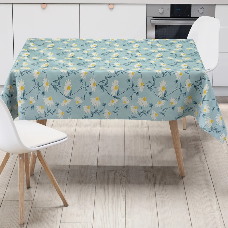 Wachstuch Tischdecke 01667-02 hellblau Margeriten Frühjahr Blüten eckig rund oval