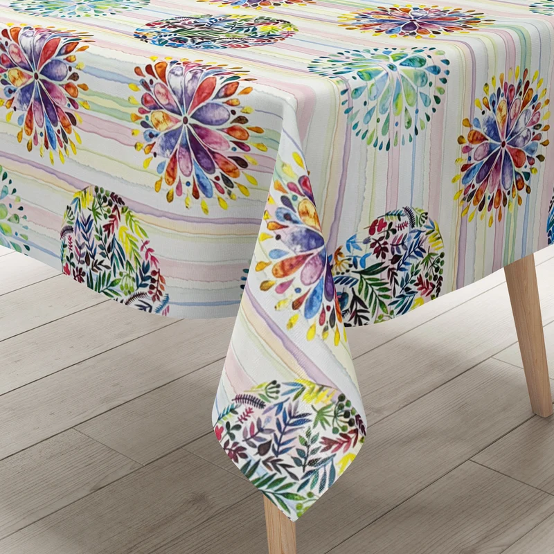 Wachstuch Tischdecke 01756-01 Mandala Chakra Hippie Flower Power eckig rund oval