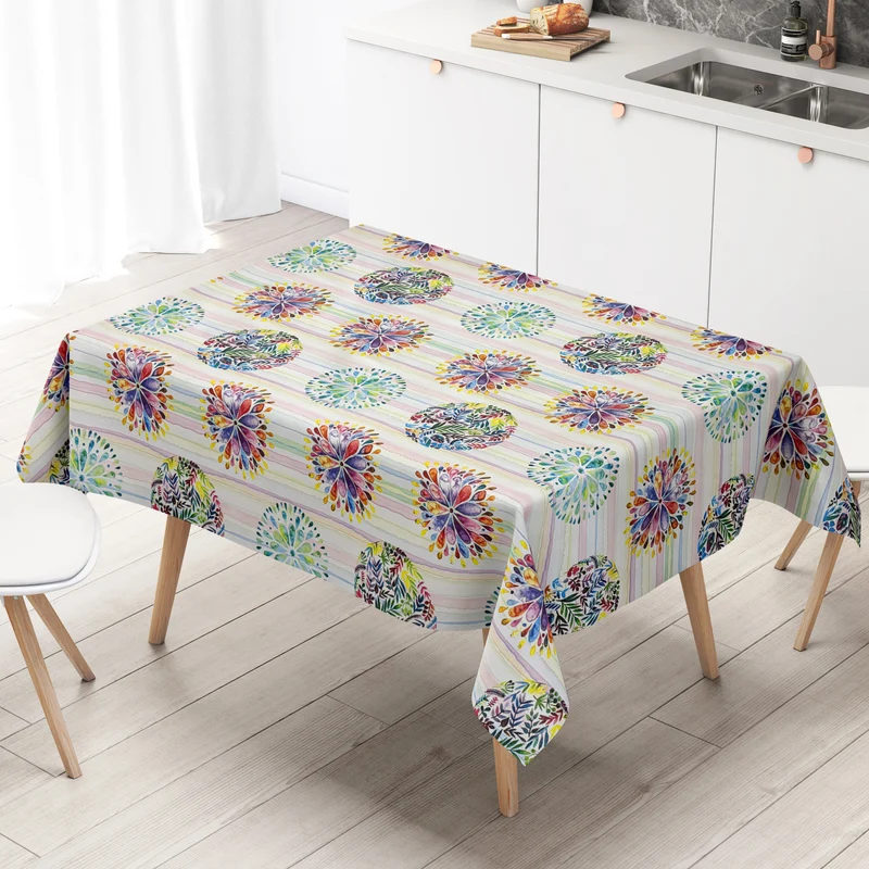 Wachstuch Tischdecke 01756-01 Mandala Chakra Hippie Flower Power eckig rund oval