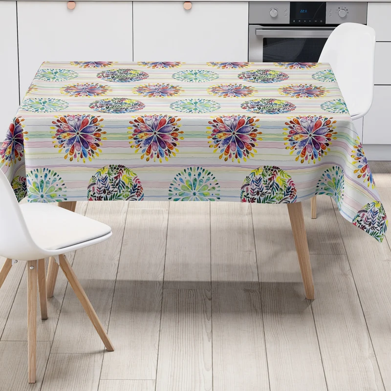 Wachstuch Tischdecke 01756-01 Mandala Chakra Hippie Flower Power eckig rund oval