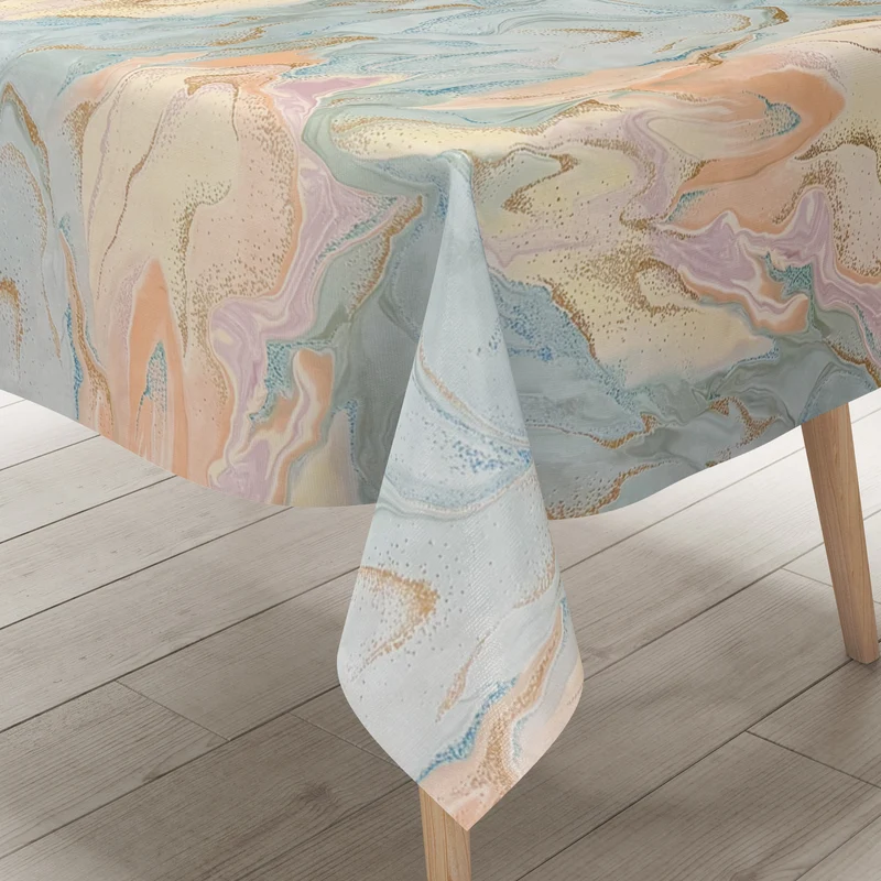 Wachstuch Tischdecke 06279-01 rosa hellblau marmoriert Marmoroptik eckig rund oval