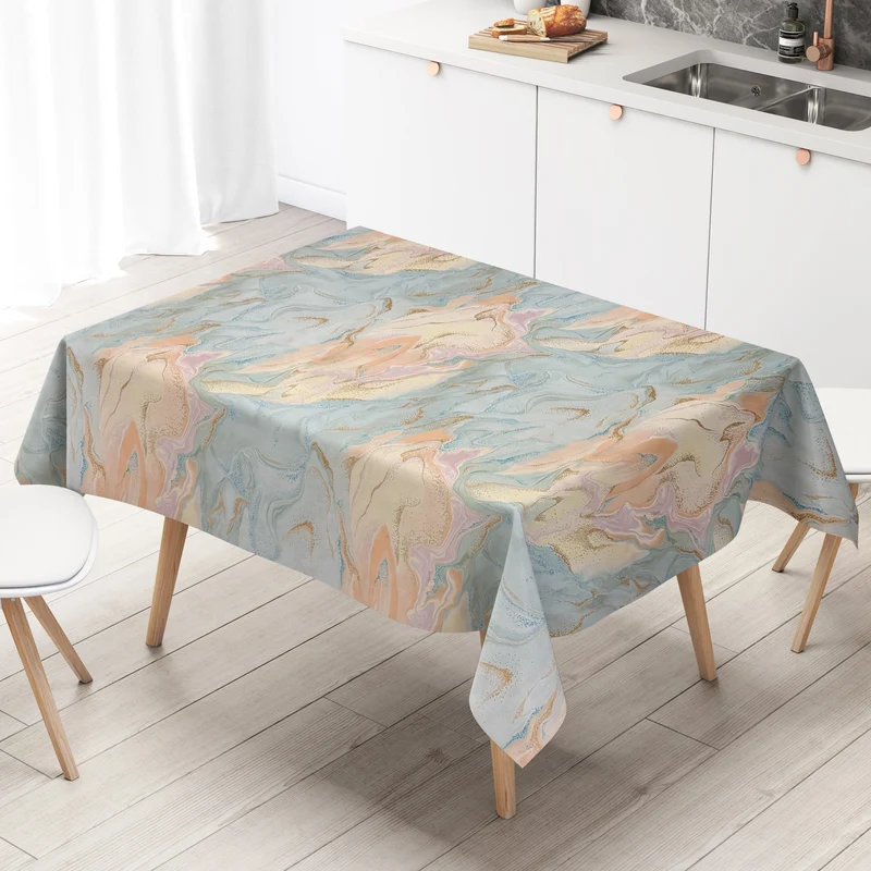Wachstuch Tischdecke 06279-01 rosa hellblau marmoriert Marmoroptik eckig rund oval