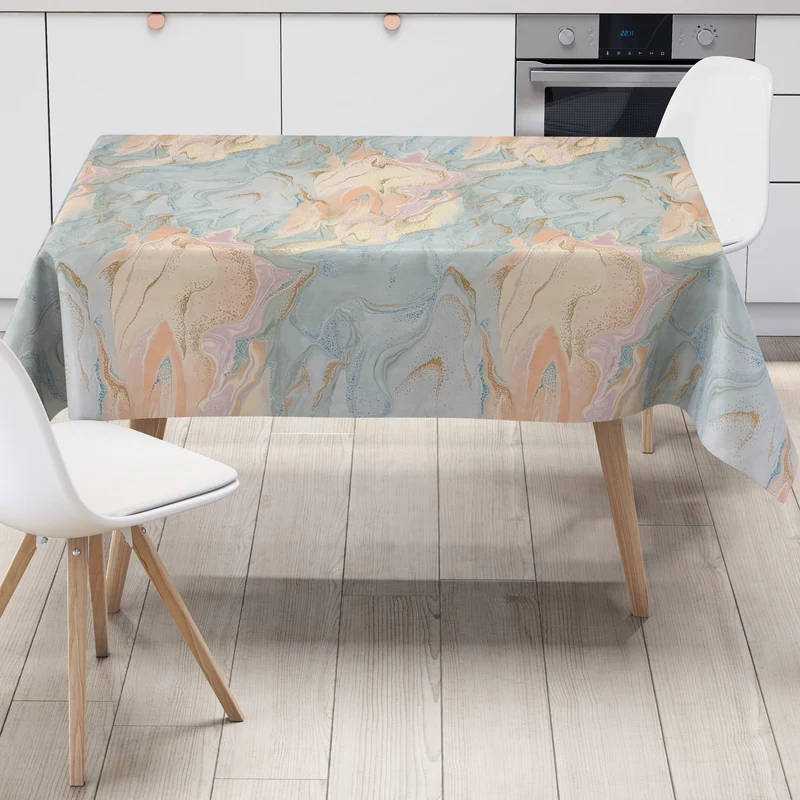 Wachstuch Tischdecke 06279-01 rosa hellblau marmoriert Marmoroptik eckig rund oval