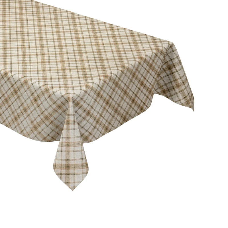 Wachstuch Tischdecke geprägt 128A beige grün kariert Schottenkaro eckig rund oval