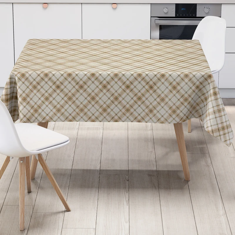 Wachstuch Tischdecke geprägt 128A beige grün kariert Schottenkaro eckig rund oval