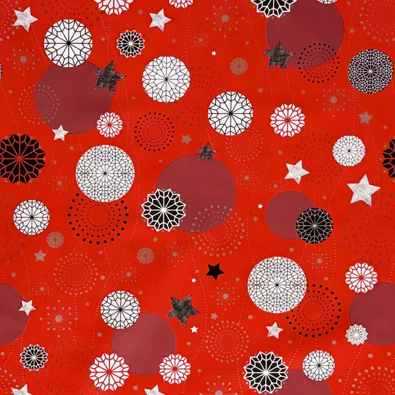 Wachstuch Tischdecke B5039-03 rot Weihnachten Schneeflocken Weihnachtskugel Sterne eckig rund oval