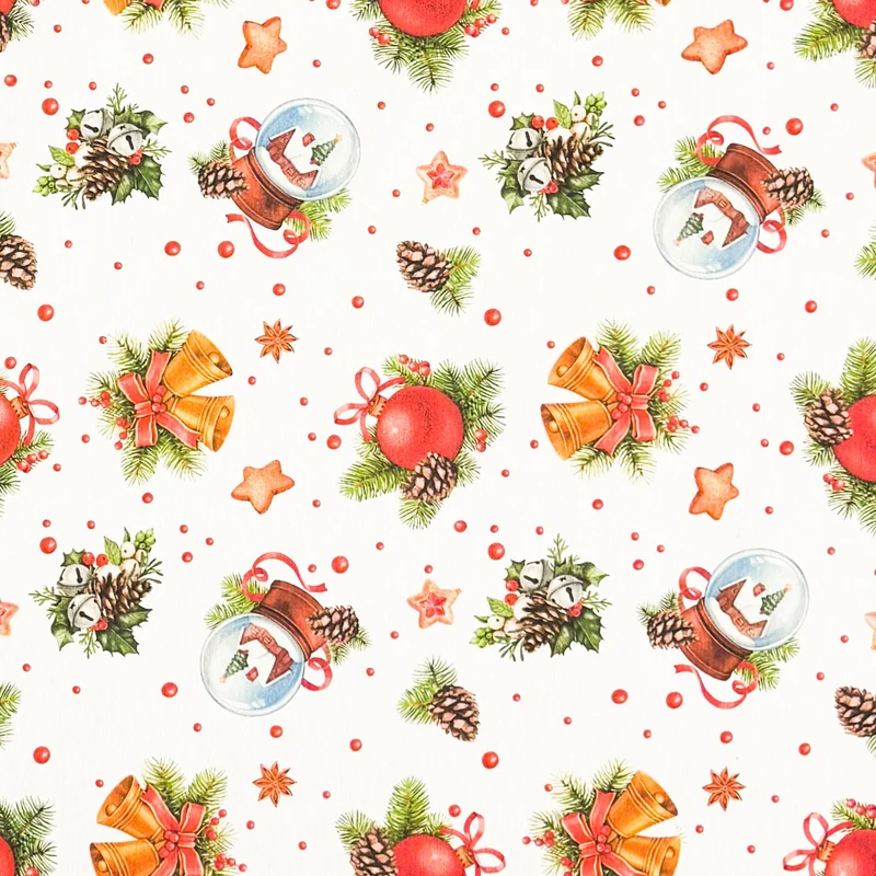 Jacquard Tischdecke aus beschichteter Baumwolle mit Fleckenschutz ZURI Weihnachten Tannenzweige Schneekugel eckig rund oval