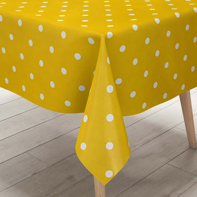 Wachstuch Tischdecke B1586-25 Punkte auf gelb Polka Dots eckig rund oval