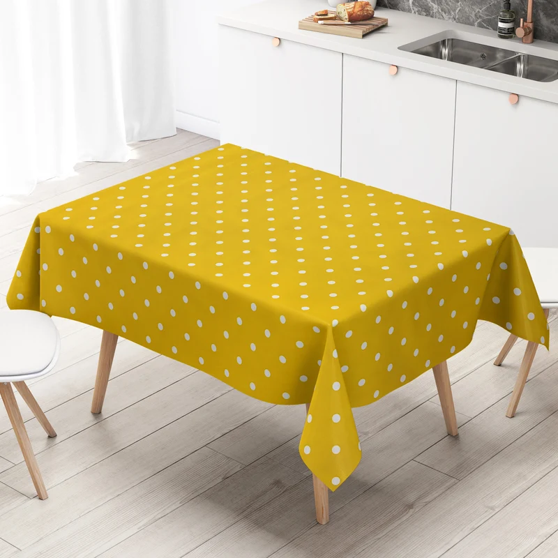 Wachstuch Tischdecke B1586-25 Punkte auf gelb Polka Dots eckig rund oval