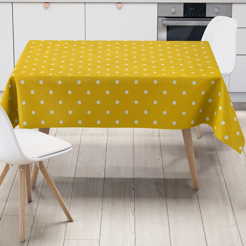 Wachstuch Tischdecke B1586-25 Punkte auf gelb Polka Dots eckig rund oval