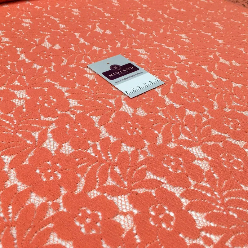 Coral floral Soft lace dress Fabric 140 cm M186-50 Mtex
