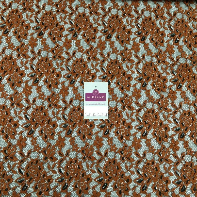 Black rust floral lace dress Fabric 150 cm M186-52 Mtex